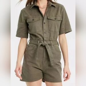 Universal Thread Utility Short Sleeve Romper – Olive Green – Women’s Size 8 – NW